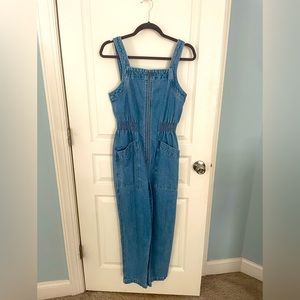 Madewell Denim Zip Smock-Waist Jumpsuit Size M